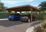 Victor Cerland Doppelcarport aus Holz mit Flachdach – Bild 2