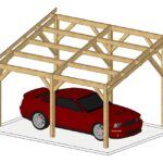 Einseitig geneigter Carport 350 cm x 550 cm, französische Douglasie, PEFC-zertifiziert (Rahmen - Markise - Carport), 20 m² Nutzfläche