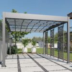 Aluminium-Carport Trigano – LIBECCIO + 3 Sichtschutzwände – 16 m²
